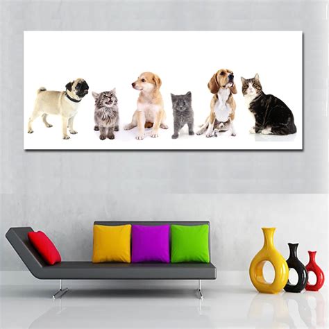 hd dogs  cats animal painting huge canvas painting wall art print poster modern wall decor