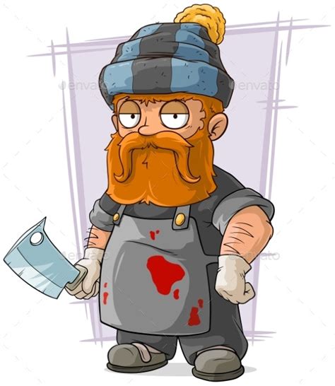 cartoon redhead butcher in cap by gb art graphicriver