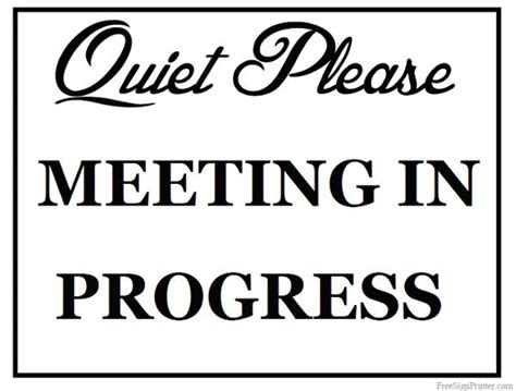 printable meeting  progress sign office door signs printable signs