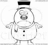 Pudgy Snowman Depressed Clipart Cartoon Outlined Coloring Vector Cory Thoman Royalty sketch template