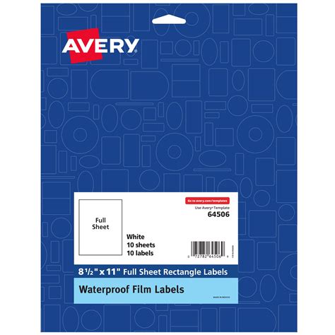 avery printable waterproof labels ct    full sheet white