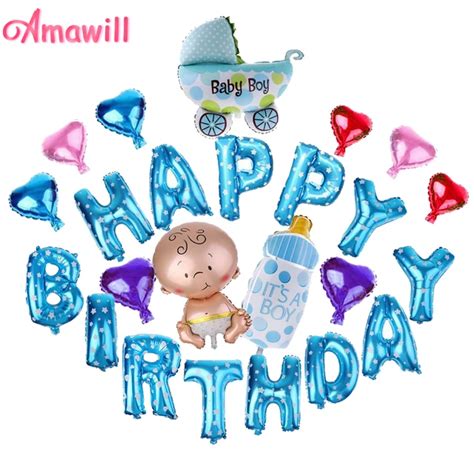buy amawill  set happy birthday letter foil balloons