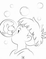 Ghibli Coloring Anime Dibujos Tatuagem Florais Bonitos Ilustrações Ponyo Tatuagens Frozen Kiki Tutoriais Adulta Coloração Chihiro Beltran Spirited sketch template