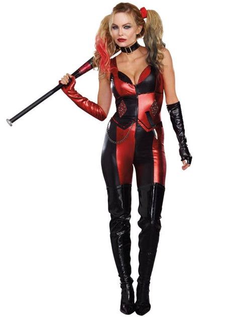 Red And Black Harley Quinn Costume Womens Sexy Harlequin Costume
