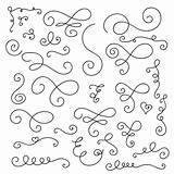 Embellishment Vector Illustrations Flourishes Swirls Elements Decorative Collection Clip Stock Set sketch template