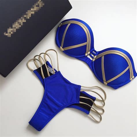 Sale Qi Dian 2018 Gold Stamping Bikini Set Sexy Padded Women Swimsuit