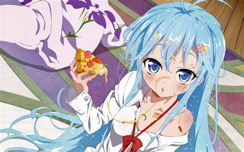 wallpaper anime girl piece pizza dirty cheese