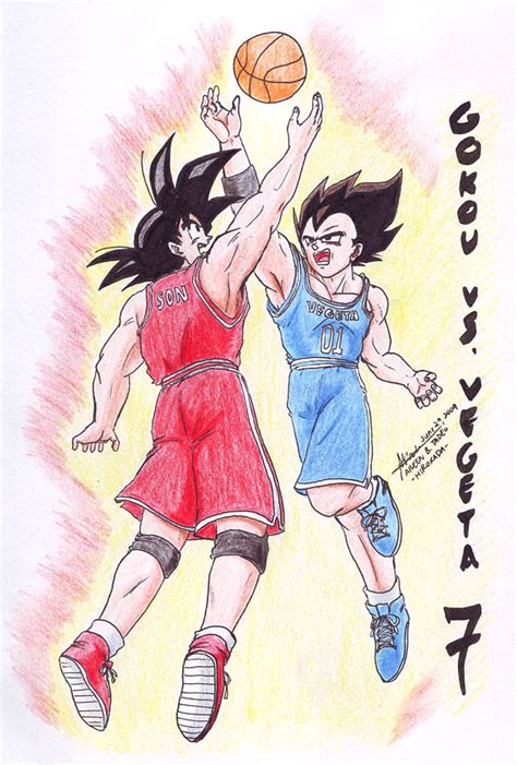 goku and vegeta playing basketball against each other dragon ball z fan art 16008479 fanpop