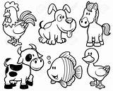 Coloring Animals Cartoon Animal Pages Book Illustration Vector Farm Kids Printable Books Drawings Drawing Kindergarten Toddler Sheets sketch template
