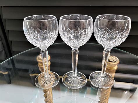 waterford lismore balloon wine goblet set of 3 8oz crystal etsy