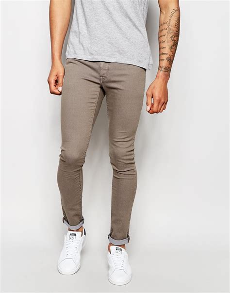 lyst asos extreme super skinny jeans in mid grey in gray for men
