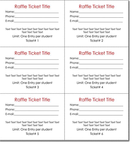 raffle ticket templates  automate ticket numbering
