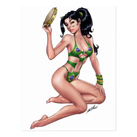 sexy brazilian bikini girl pinup by al rio postcard zazzle