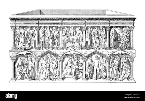 junius bassus sarcophagus black  white stock  images alamy