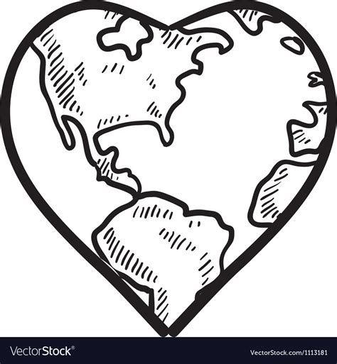 doodle earth day heart royalty  vector image