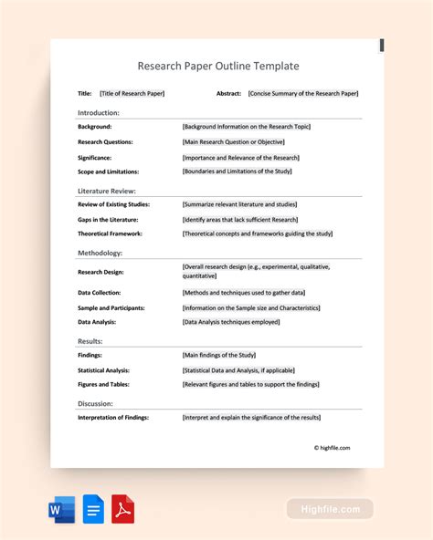 research paper outline template word  google docs highfile