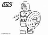 America Captain Coloring Pages Lego Superhero Kids Printable Print sketch template