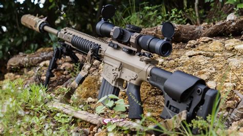 black  brown assault rifle  scope gun rifles sniper rifle