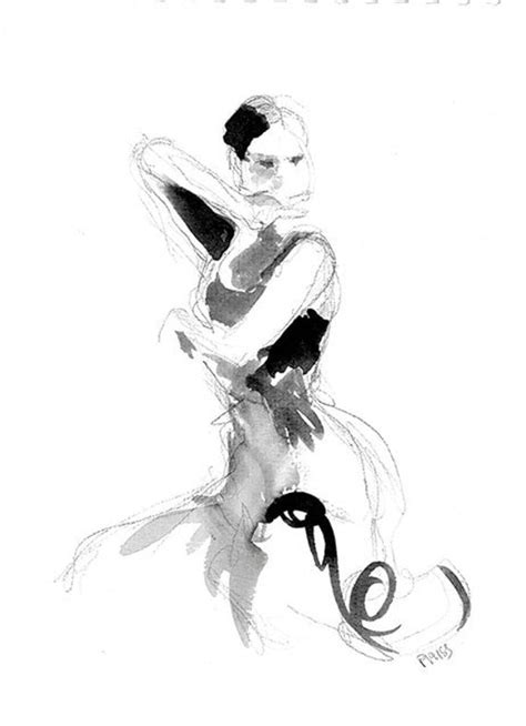 flamenco dancer drawing watercolor  emmanuellepriss  etsy