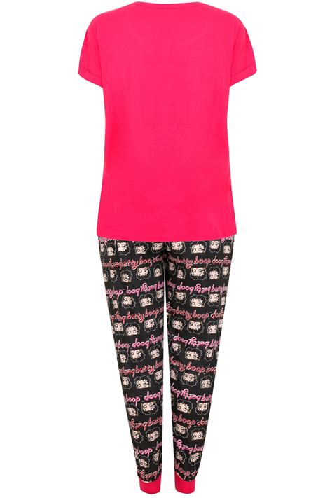 pink and black betty boop top and bottoms pyjama set plus size 16 to 36