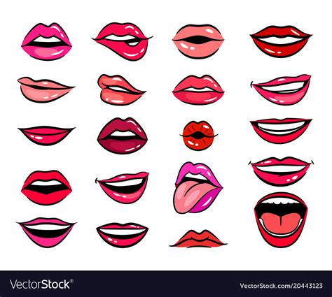 comic female lips set royalty free vector image