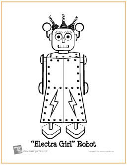 electra girl robot  printable coloring page