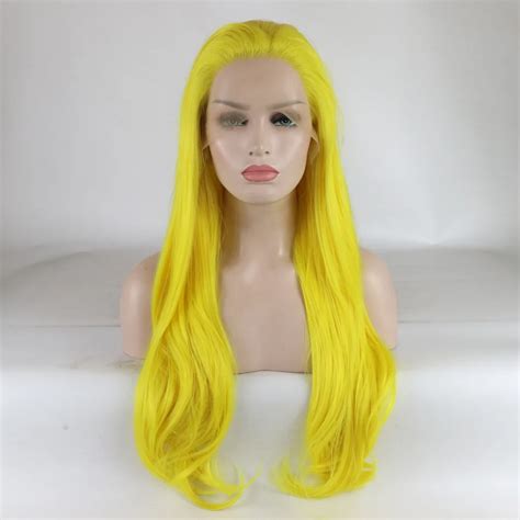 marquesha lace front yellow wig realistic  long wavy heat resistant fiber synthetic lace