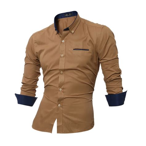 brand mens casual shirt long sleeve banded collar easy care