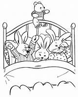 Bedtime Sheet Goodnight Colouring sketch template