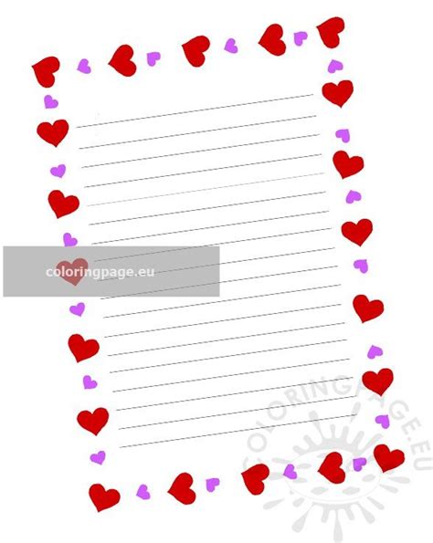 valentines day letter template coloring page