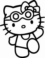 Kitty Hello Coloring Pages Printable Beach Cute Swimsuit Da Print Goggles Color Water Book Una Wecoloringpage Drinking Cartoon Popular Bacheca sketch template