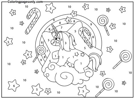 color  number printable unicorn coloring page  printable