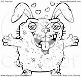 Ugly Coloring Clipart Rabbit Outlined Loving Cartoon Cory Thoman Vector Royalty sketch template