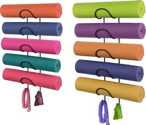 amazoncom wallniture yoga mat holder wall mount   hooks  hanging yoga strap