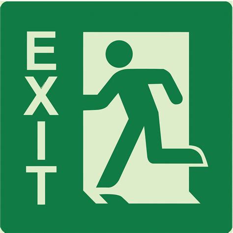 plastic adhesive sign mounting photoluminescent exit left safety sign