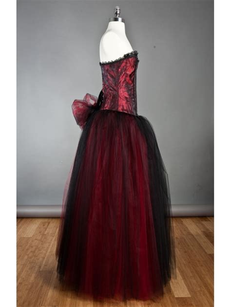 wine red long gothic corset prom dress uk