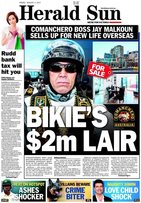 newspaper herald sun australia newspapers in australia friday s edition august 2 of 2013