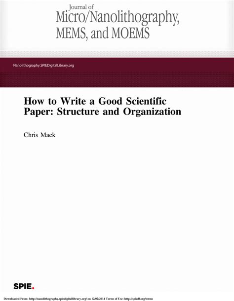 write  good scientific paper structure  organization