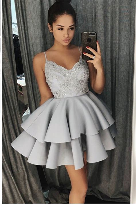 v neck short silver gray lace prom dresses short silver grey lace