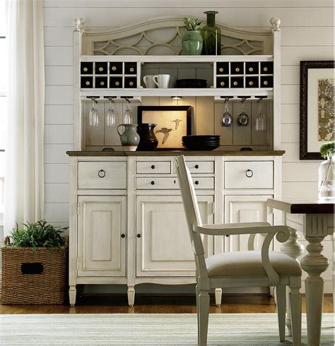 country chic maple wood white kitchen buffet  bar hutch zin home