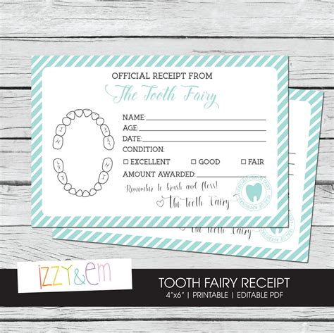 printable tooth fairy receipt