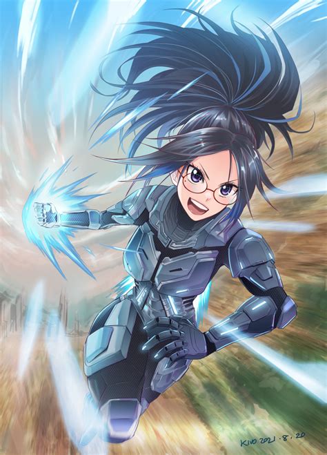 safebooru girl absurdres ark survival evolved armor black hair blue hair bodysuit clenched