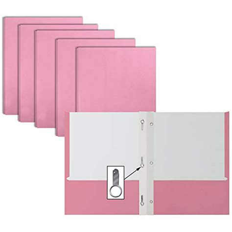pink paper  pocket folders  prongs  pack   office