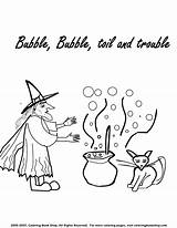 Coloring Cauldron Witch Pages Halloween Template Popular sketch template