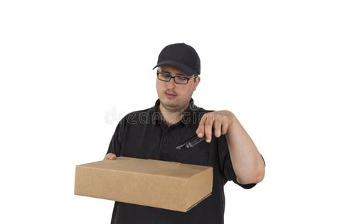 delivery driver scanning parcel stock photo image  freight
