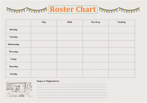 roster chart templates  printable word excel