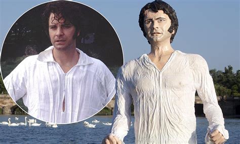 colin firth statue as mr darcy in wet shirt emerges from london s serpentine lake daily mail