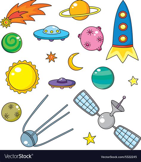 cartoon space objects royalty  vector image