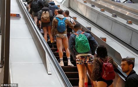 commuters strip off to their pants for the annual no