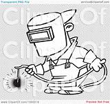 Clip Welder Outline Illustration Cartoon Work Royalty Vector Toonaday Transparent Background sketch template